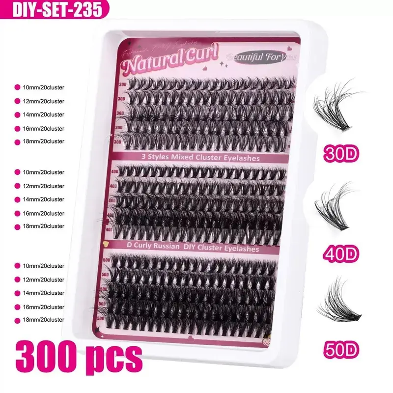 Lash Clusters for Natural Voluminous Look, DIY Mink Style Fluffy Fluttery Individual False Eyelash Kit 10-18mm for At-Home Application