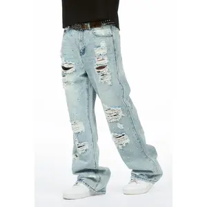 Iden Light Blue Rhinestone Baggy Fit Jean