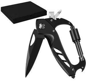 6 in 1 Multitool Pliers with Knife & Screwdriver - Mini PocketFolding Multi Tool - EDC Keychain Gadget for Men -Stainless Steel Needlenose Pliers with Wire Cutter, BottleOpener, Keyring Carabiner for Camping DIY Fishing SurvivalHome Repair