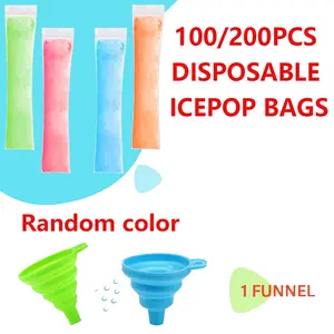 100/200 PCS Food-Grade Disposable Ice Popsicle Bags, Long Strip Popsicle Pouches, Homemade Ice Cream & Fruit Jelly Freezer Bags