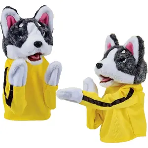 2Pcs Plush Boxing Dog Puppet Set, Interactive Plush Animal Boxing Dog Toy, Mechanical Linkage Hand Puppet, Sound Effect, Finger Puppets Performance|