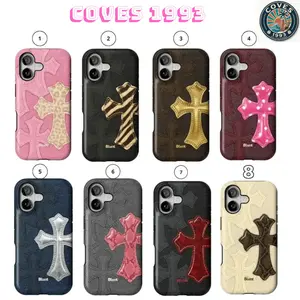 Sugar Cross Brownscale Saint Cheetah Cross Pink Cheetah Cross Blunt Tough Phone Case for iPhone 17 16 15 14 13 12 11 Pro Max Plus