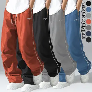 Campus Retro Side Stripe Wide Leg Pants Y2K Streetwear & Casual Set
