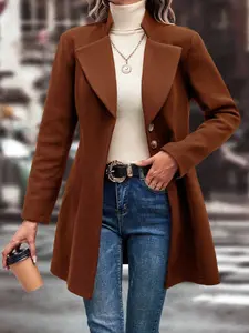 Collared Neck Long Sleeve Longline Coat Collared Neck Long Sleeve Longline Coat