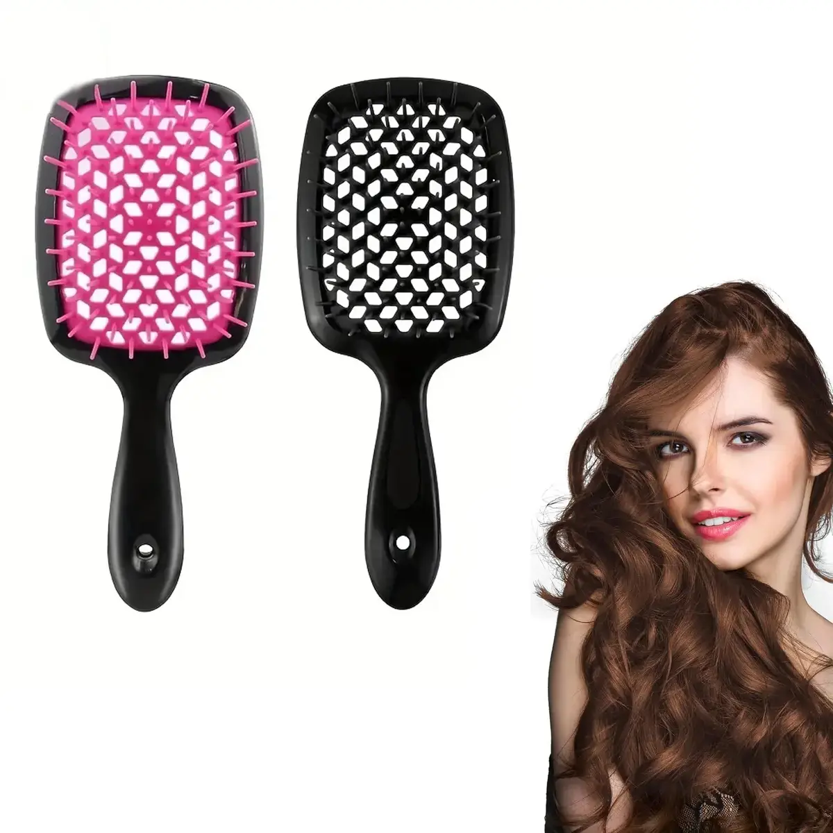 2pcs Hollow Honeycomb Grid Design Hair Comb, Smooth Hair Care, Quick Styling, Gentle Scalp Massage, Relieve Daily Combing Traction