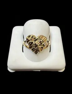 Heart Nugget Ring Gold 10k - Elegant Yellow Gold 10k Ring with 1.5 Grams Weight for Versatile Jewelry, Elegant Design, Gold Accessory