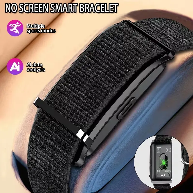 Ultra-Light Screenless Smart Band, Fashionable Nylon Strap, Unisex, IP68 Waterproof, Fitness Tracker, Multiple Sports Modes, Step Counter, Calorie Monitor, Screenless Smart Bracelet, No Screen Smart Wristband