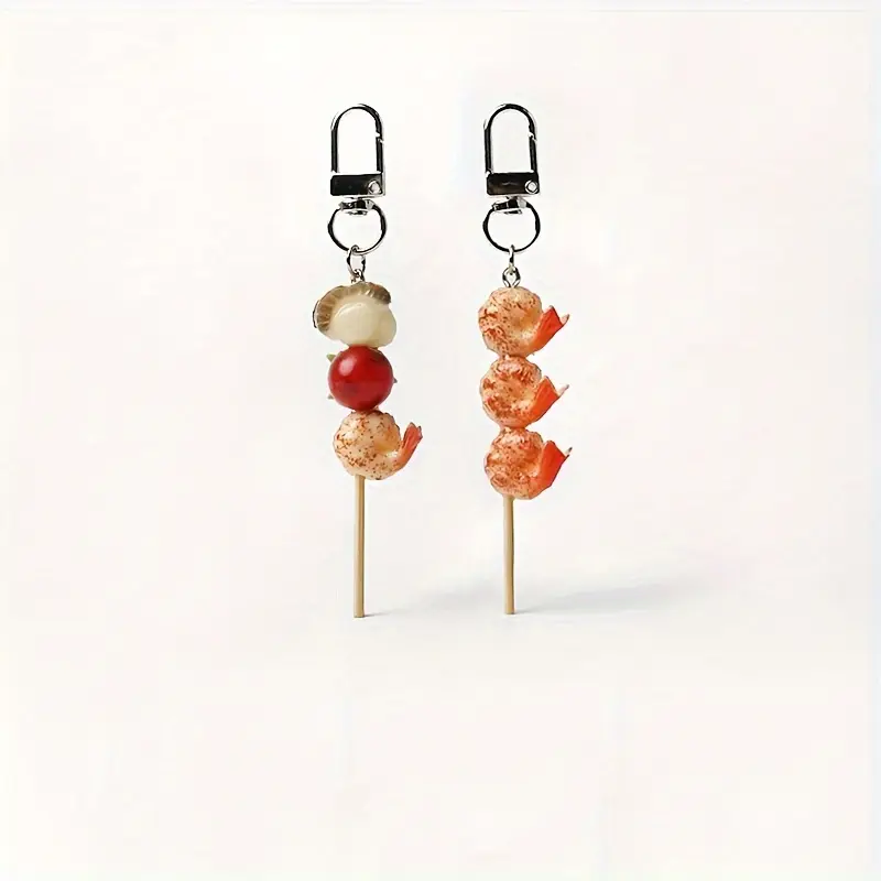 Funny Foodie Simulation BBQ Skewers Keychain, Key Chain For Car Keys, 20pcs Creative Accessories, Unique Niche Pendant for Bags & Keys, Fun Gift Idea