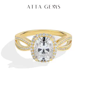 ATTAGEMS 2CT Cushion Cut D Color VVS1 Lab-Created Moissanite Ring For Women S925 Sterling Silver Wedding Ring & Birthday Gift R409 summerwins
