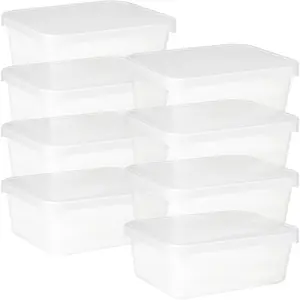 Storage Containers 8-Pack (4.7 Cup),  Lunch Boxes With Leakproof White  , Microwave, Dishwasher & Freezer Safe Snack Containers,  Plastic Containers