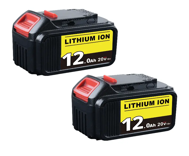 18V Rated 20V Max 12000mAh Ultra High-Capacity 18650 Cell Lithium-Ion Replacement Batteries, Smart BMS, Long Run Time, Compatible with DCB200 DEL1815 Cordless Drills for Renovation, Heavy Construction & Outdoor Power Equipment