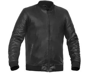 York™ Men's Fashion Black Leather Bomber Jacket