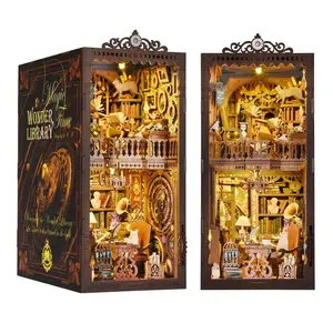 DIY Book Nook Kit,Miniature House Dollhouse Kit for Adult and Teens,Book Nook Kits for Adults, Booknook Bookend Alley Model Build with Dust Cover Handmade Gifts