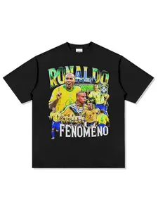 Ronaldo R9 men's football T-shirt, Brazil team jersey, championship commemorative shirt, summer unisex short sleeved shirt, soft and comfortable, suitable for both men and women as a couple gift