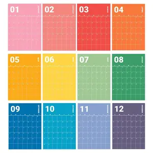 Rainbow Wall Planner for 2024 - 12 Month Full Calendar for Office and School Supplies
