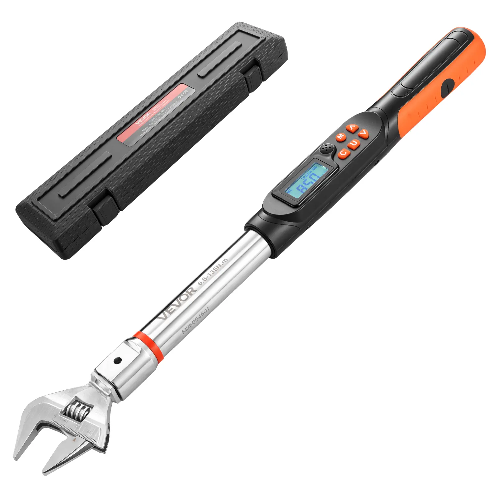 VEVOR Digital Torque Wrench - Tools and Gadgets, Mechanic Tools, 0-1.5 in Jaw Opening, Open-End Adjustable Jaw, 4 Display Units, ±2% Accuracy, LCD Screen, Buzzer, LED Indicator, Battery-Powered, Built to Last, for Pipe & Automotive Repair, Inches