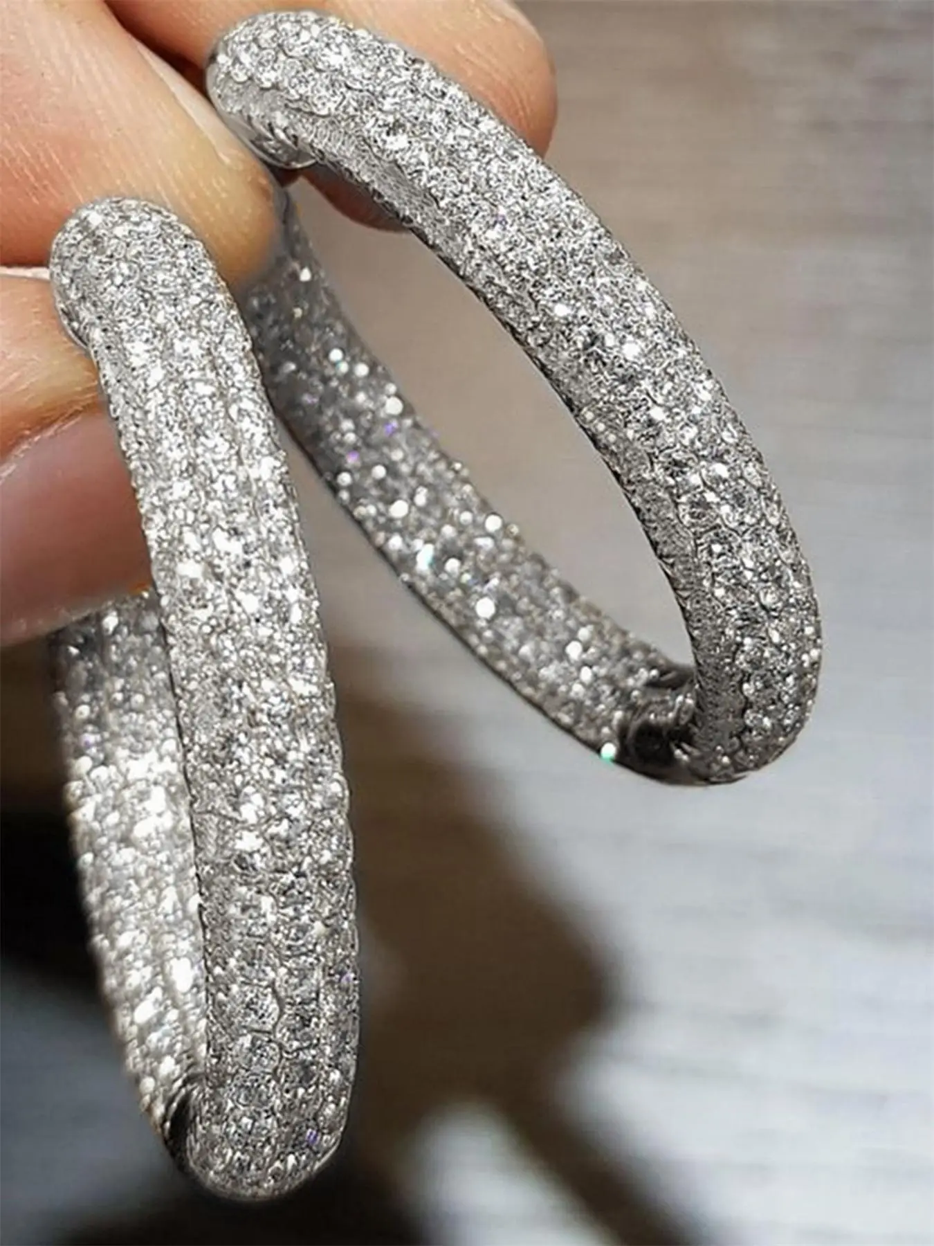 Rhinestone Decorated Hoop Earrings, Statement Earrings, Fashionable Earrings for Women, Fashion Jewelry, Stylish Jewelry, Party, Daily Use, Trendy All-match & Exquisite Jewelry for Birthday Gift