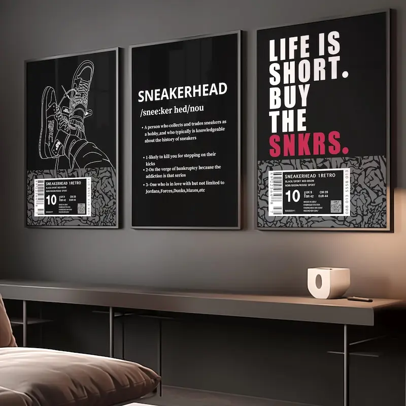 Hypebeast Sneaker Poster Set of 3, Hypebeast Room Decor Prints Set, Hypebeast Shoe poster, Sneakerhead Decor, Popular Prints