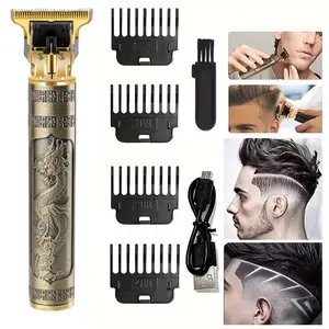 Men's Professional Cordless Hair Trimmer: USB Charging, Zero-Gap T-Blade, 2-in-1 Clipper & Shaver for Head & Facial Grooming