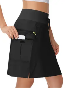 Women's High Waist Golf Tennis Outdoor Hiking Skirt Pants, Elastic Waistband, Zipper Pockets, Quick-Dry Sporty Shorts