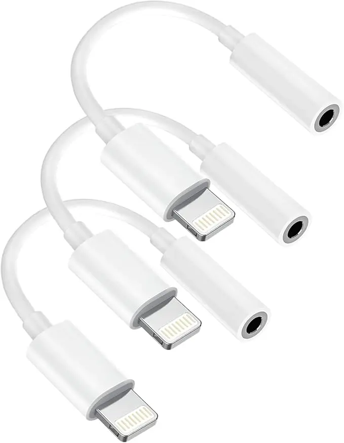 3X IPhone-Compatible 3.5mm Audio Adapter – A+ Quality Headphone Jack Converter (3Pcs)