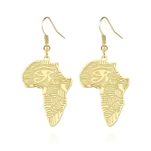 African Map Beautiful & Elegant Earrings Stainless Steel Gold Africa Map Stud Earring Jewelry for Women Hip-hop Ethnic Cute Lover Gift