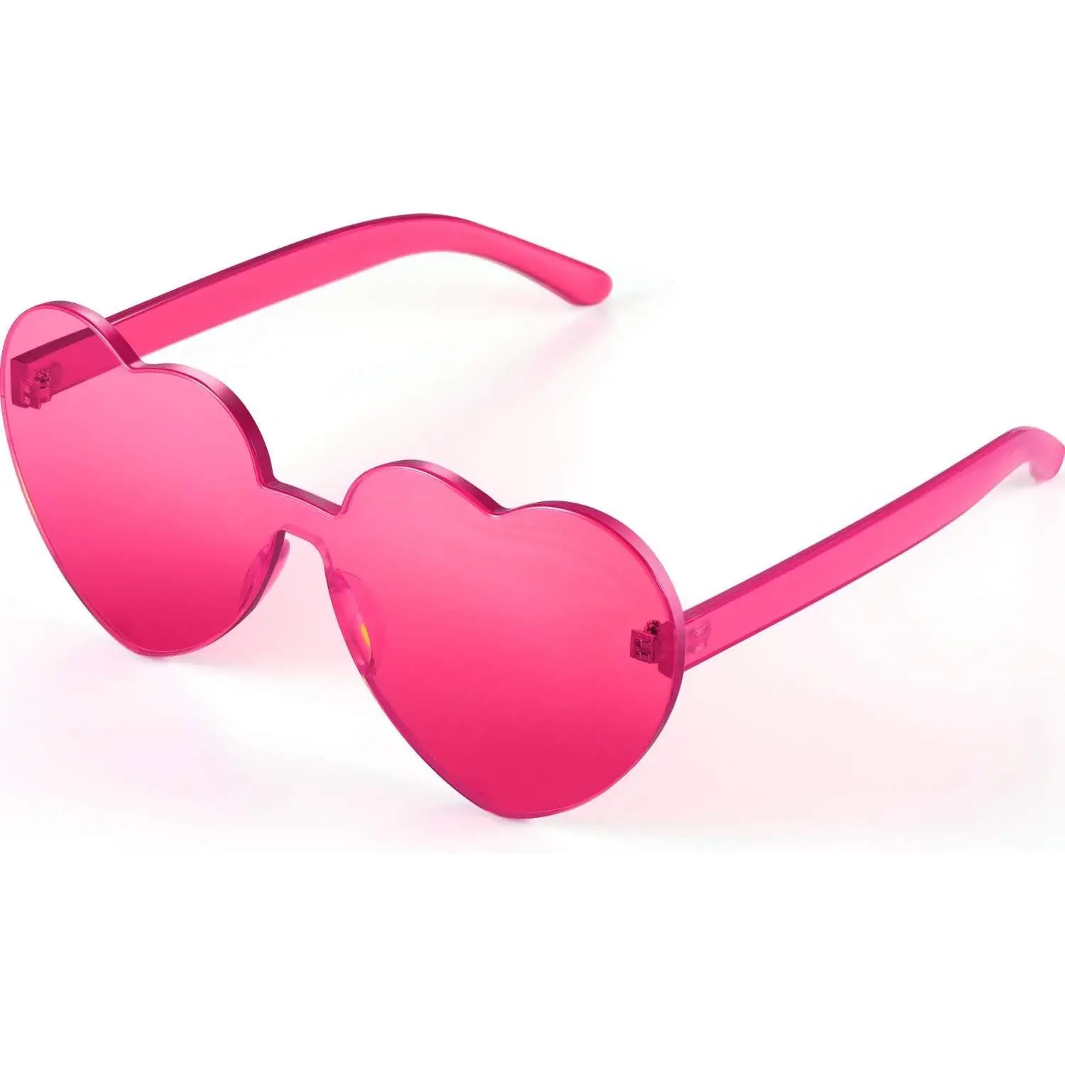 Rimless Heart Shape Sunglasses for Women, Colorful Transparent Plastic Accessories, Novelty Eyewear for Pool & Festival Parties