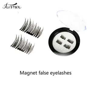 Professional Reusable 3D Single Magnetic Eyelashes Natural No Glue Fake False Eye Lashes Extension Handmade 4PCS