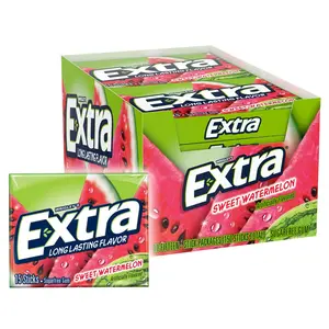 Extra Gum Sweet Watermelon Sugarfree Chewing Gum, 15 Pieces (Pack of 10) Bubblegum Flavor Snack