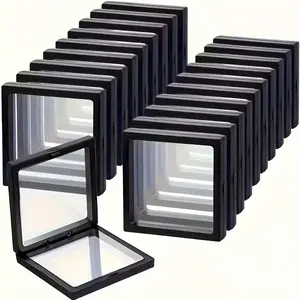 30 Pack 3D Floating Jewelry Display Boxes, Clear Dustproof Plastic Cases, Elastic Film, Ideal for Rings, Necklaces, Bracelets, Earrings, Coins, Collectibles