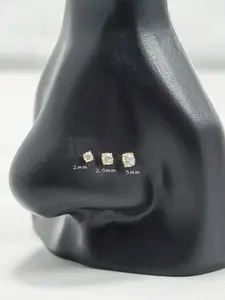3pcs Stainless Steel Nose Studs Set, & Silver Color Cubic Zirconia, Hypoallergenic, Casual Style, All Seasons, Body Jewelry