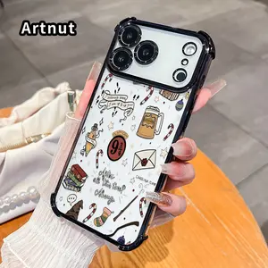 Wizarding Whimsy Pattern Phone Case for iPhone 17 16 Pro Max 15 Plus 14 13 12 11 E Air Electroplated Cover with Airbag Shockproof Soft Silicone Casing