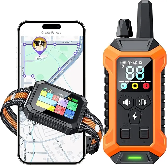 Meowant 2-in-1 Wireless Dog Electric Fence & Remote Trainer Alert Device Training Collars - Customizable Fence, Beep-Vibration Correction, Automatic Alert, Waterproof LCD Band, 2-3h Fast Charge, Adjustable Safe Fit Outdoor Training Aid
