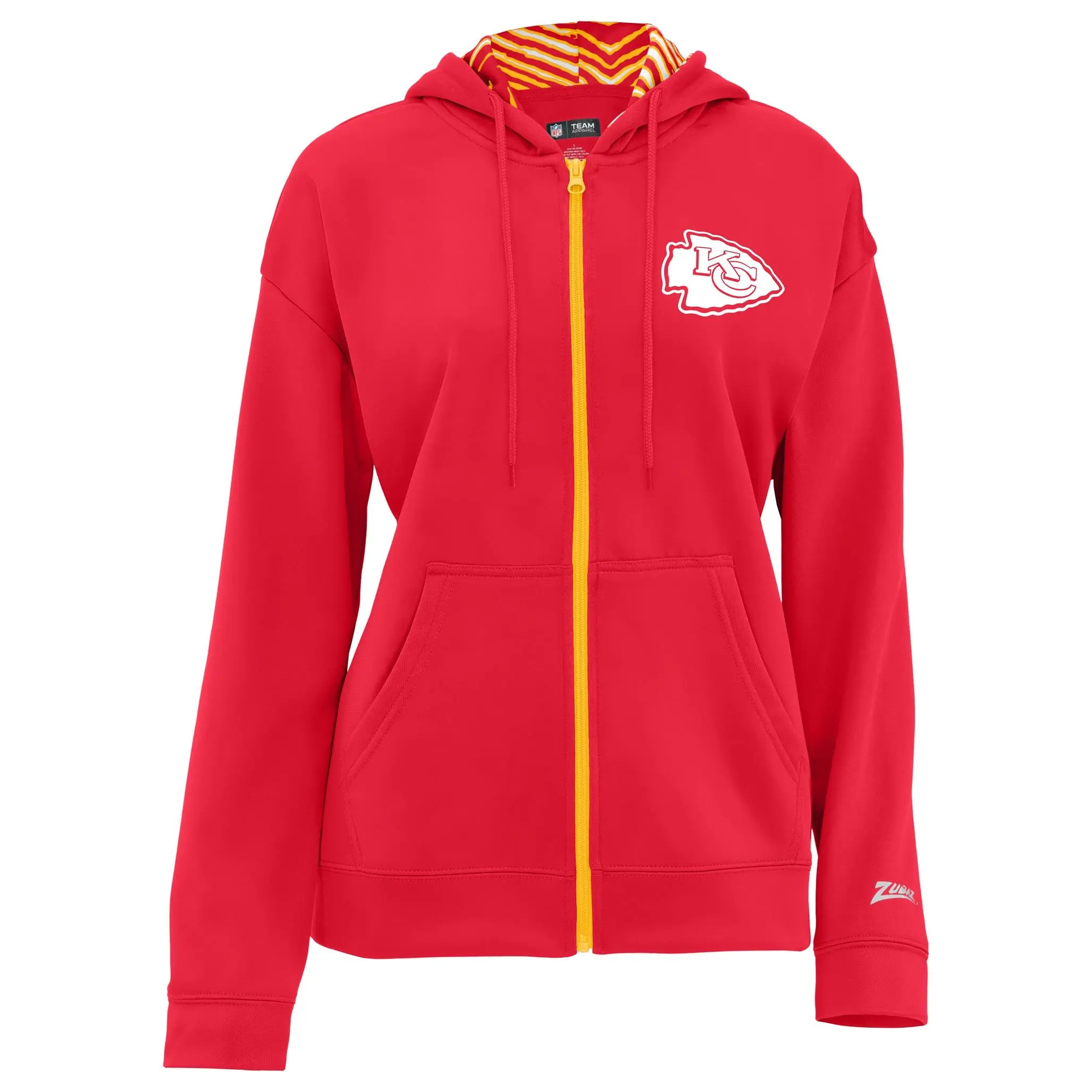 Zubaz NFL Kansas City Chiefs Women's 3 Color Zebra Liner Full-Zip Hoodie