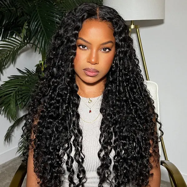 ISEE HAIR Wear Go 7*5 Water Wave Glueless Human Hair Wigs With Drawstring Pre-Cut Lace Front & Pre Plucked Natural Hairline & Pre-bleached Tiny Knots Glueless Human Wigs Beginners Friendly Vacation Hair #SummerWins #DealsForYouDays