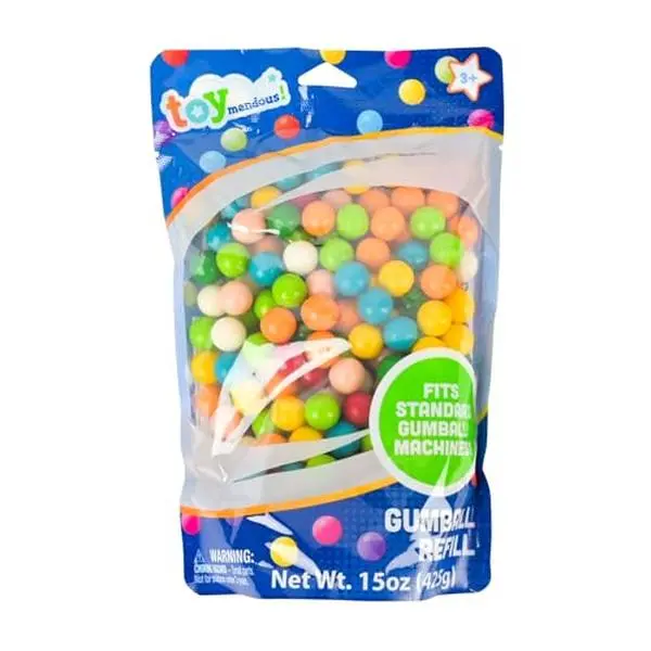 Toymendous Gumballs for Gumball Machine, 15oz Assorted Chewing Gum Fruit Flavored Bubble Gum, Gluten Free, 193 pieces