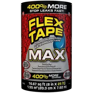 212 MAIN Max Flex Tape, 8 in. x 25 ft., Black, Waterproof, Rubberized, Multi-Surface Tape for Patching Holes