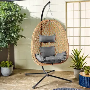 TikTokShopSpringGlowUp Home Universal Leisure Chair - Comfortable & Practical Rattan Egg Chair with Soft Cushion for Bedroom, Balcony & Courtyard Outdoor Furniture