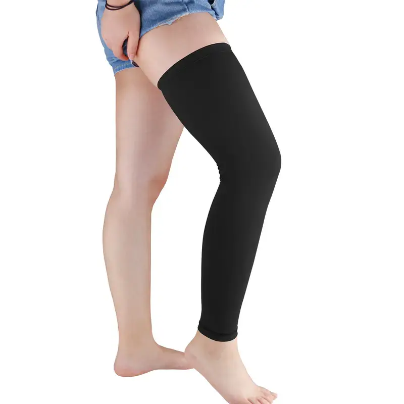2PCS Copper Infused Full Leg Compression Sleeves - UPF 50+ UV Protect & Knee Joint Support Brace for Outdoor Sports, Running, Active Recovery - Anti-Slip, Men & Women
