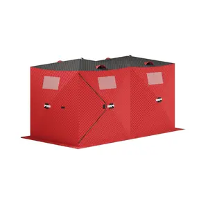 Garvee Insulated Pop-Up Ice Fishing Tent for 6-8 Persons - Spacious Waterproof Oxford Shelter - Quick Setup, Zippered Door, Includes Anchors & Carry Bag - Ideal for Winter Fishing - Winter fishing shelter |