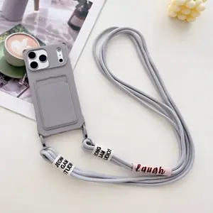 Fashion Creative Crossbody Strap Card Holder Phone Case for iPhone XR 11 12 13 14 15 16e 17 Pro Max Plus Air, Simple Phone Protection Cover
