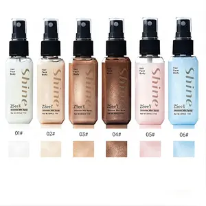 Festival and night out girlies This ZSeeY Shimmer Mist Spray Multi Use Highlighter Gives You That Diamond Glow on Face Body Hair and Collarbone One Spray Long Lasting Easy to Remove Cosmetic Silky Monochrome Eyeshadow Glaze blue semi lipstick Lip Mini Set