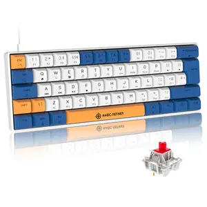 MAGIC-REFINER MK21 Mechanical Gaming Keyboard Type-c Wired with PBT Dye-subbed Keycaps RGB Backlit 60% UK Layout Full Anti-Ghosting 62 Key Ergonomic for Typist Laptop PC Mac Gamer