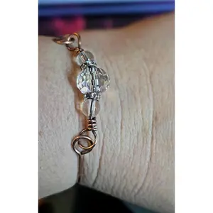 Crystal Dewdrop Bracelet – Hand-Wrapped Copper & Glass Bead Jewelry