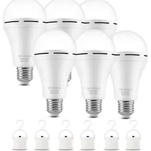 Rechargeable Emergency Light Bulbs, Battery Powered Energy Efficient LED Light Bulb 6000K Daylight E26 120 Volt 9W 60W Equivalent with 1200mAh for Home Power Outage Camping Hurricane