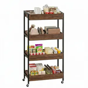 4-Tier Snack Display Shelf - Tall Concession Rack for Chips, Organizing Storage Solution for Retail Stores