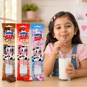 Milk Flavoring Straws in Chocolate, Strawberry, Cotton Candy. Flavored Straws for Milk. Perfect for 7 Oz Glass of Milk. Gets Kids to Drink Milk!