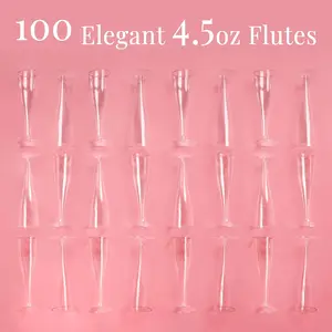 100 Clear Disposable Champagne Flutes - Glasses for Weddings, Parties, New Years Eve, Toasting &amp; Mimosas - 2024