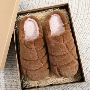 Women's Cute Fluffy Plush Slippers, Casual Soft Comfortable Home Slippers, Warm Slippers for Indoor & Outdoor Use for Fall & Winter