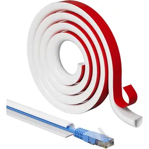 39”Cord Hider, Adhesive One-Cord Cable Hider, Cord Covers Raceway Kit, Flexible Silicone Cable Concealer, for Wall Mounted TV, for Wall, for Wires Hider Along Wall, for Home Office, W 0.54”× H 0.39”